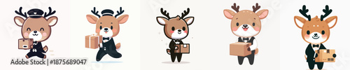 cute deer vector carrying cardboard
