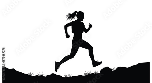 Silhouette of a woman running outdoors against a bright gradient background