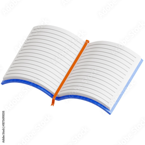 Open notebook with lined pages and an orange bookmark, a perfect tool for journaling, note-taking, and creative writing projects