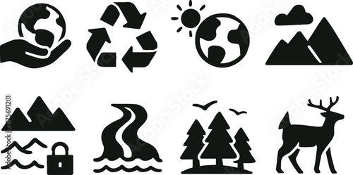 Ecological Icons Representing Conservation Efforts and Wildlife Preservation with Copilot_20260112_182605.eps Elements
