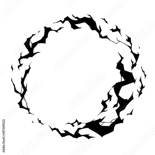 雷のエフェクトの丸いフレームのシルエット素材