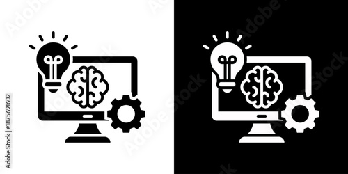 Machine Learning Icon Set Vector Collection Style Glyph Isolated In Black And White