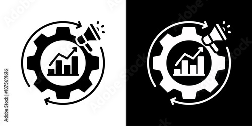Marketing Automation Icon Set Vector Collection Style Glyph Isolated In Black And White