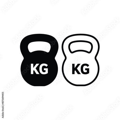 black and white kettlebell icons with kg label