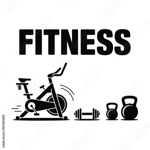 fitness equipment icons including bicycle and weights