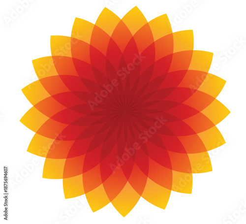 Abstract Orange Mandala Flower with Radial Geometric Petals and Gradient Design