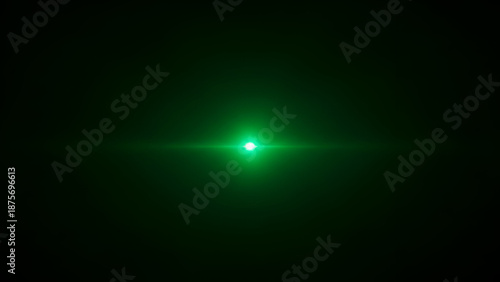 Green light effect: A bright, vibrant, and energetic green light appears in darkness.