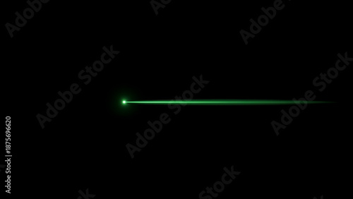 Mysterious Green Laser Beam: A focused beam of radiant green light, piercing through the dark expanse, hinting at technological innovation and futuristic possibilities.