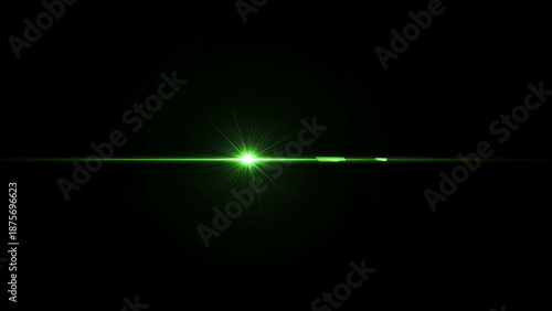 Green Light Beam: A vibrant green light beam radiates across a black backdrop, creating a striking display of luminosity and energy.
