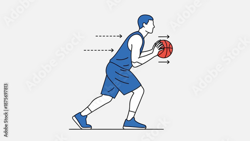 Illustration of a basketball player passing the ball quickly.