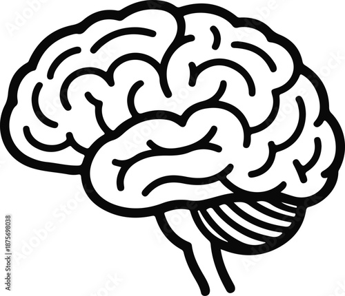 Brain or mind side view flat vector icon for medical apps and websites