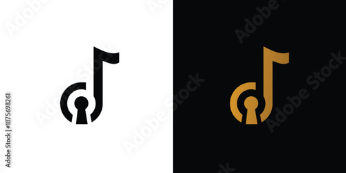 The music key logo design is unique and modern