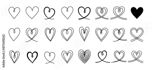 Decorative Hearts Line Art Set