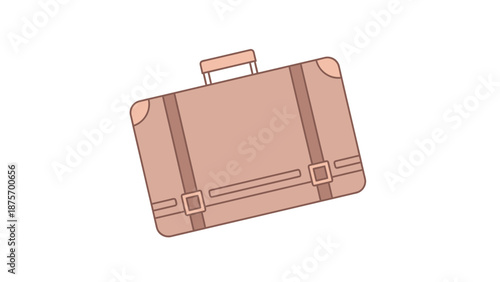 Illustration of a Pink Suitcase with Handle.