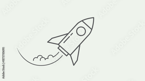 Simple Line Drawing of a Rocket Ship.