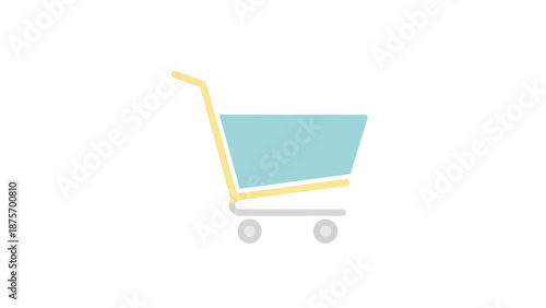 Simple Flat Style Shopping Cart Illustration.