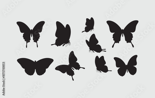Set silhouettes of  Butterfly