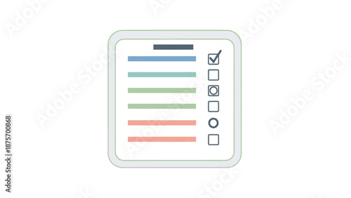 Digital Checklist with Colored Bars and Pen.