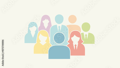 Group of People Silhouettes in Color.