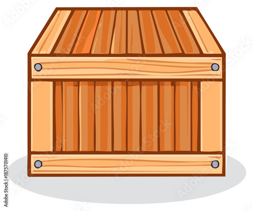 Cartoon wooden crate illustration for shipping, storage, and moving concepts