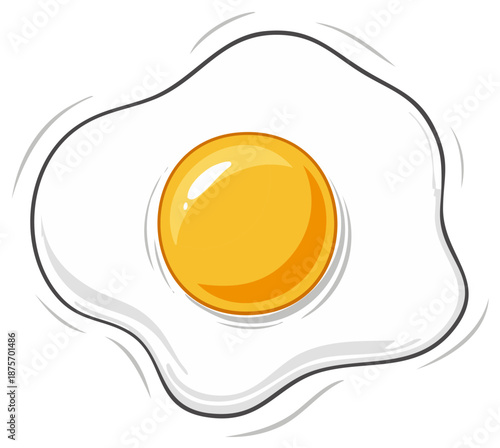 Fried egg vector illustration with outlined design for menu cards and culinary concepts.