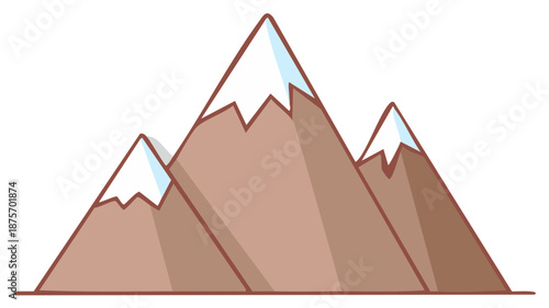 Stylized cartoon mountain peaks with snow caps and outlines