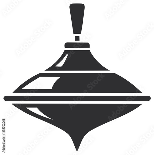 Classic dark gray spinning top toy icon vector illustration for childhood games and playful concepts