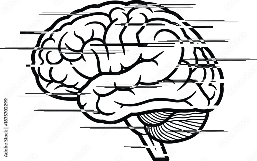 Fototapeta premium Black and white brain shaped constellation icon, cosmic thinking concept, rare abstract vector illustration, thin black lines, white background, minimalist flat style 