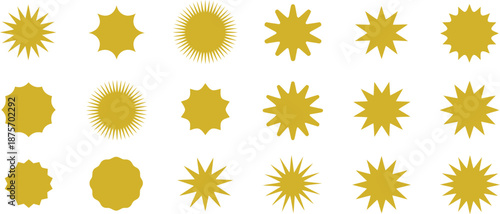Collection of yellow sunburst shapes on transparent background high-quality professional detailed modern elegant stylish clean crisp vibrant colorful digital creative
