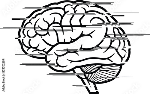 Black and white brain shaped constellation icon, cosmic thinking concept, rare abstract vector illustration, thin black lines, white background, minimalist flat style 