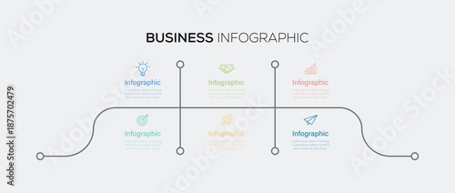 Business process infographic template. Presentation Infographic thin line design with numbers 4 options or steps.