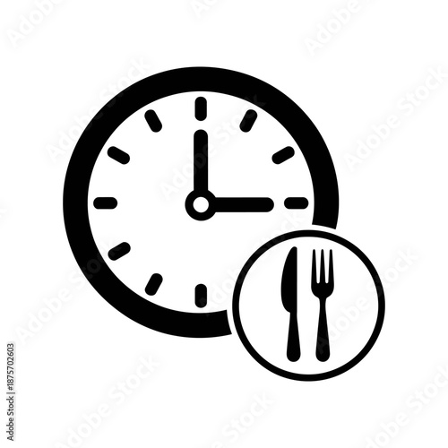Clock and Fork Icon for Time Management and Dining