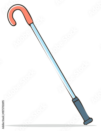 Simple illustration of a walking cane for mobility aid and support