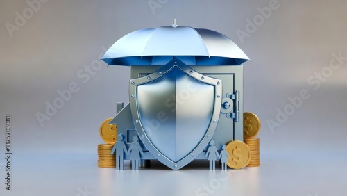 Financial Security Protection Shield Concept