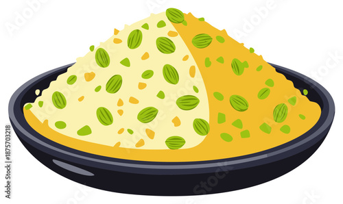 Delicious Indian dessert food on a platter, topped with nuts, traditional homemade food