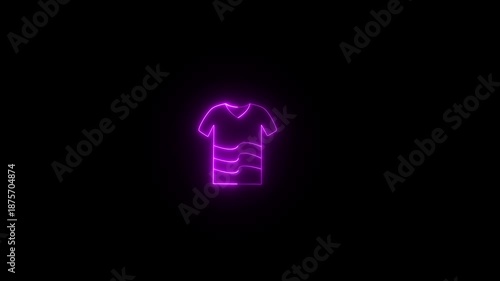 Neon traditional Muslim clothing and long t-shirt icons. tee shirt icon with a glowing neon black background.
