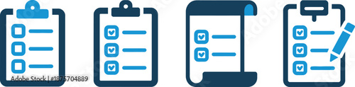 Checklist icons on clipboard and mobile devices