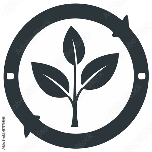 Plant Growth Cycle Illustration: Ecology Symbol, Renewable Energy Concept