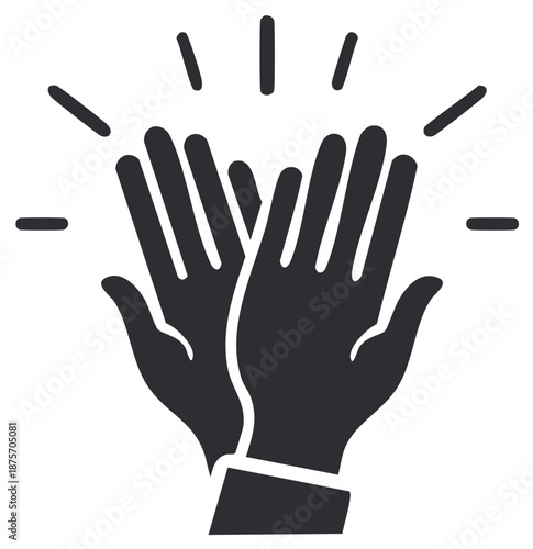 High Five Icon Concept, Hand Gesture Sign for Celebration, Achievement or Teamwork Symbol