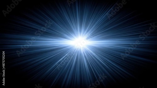 Bright blue light bursting outward in all directions on black background
