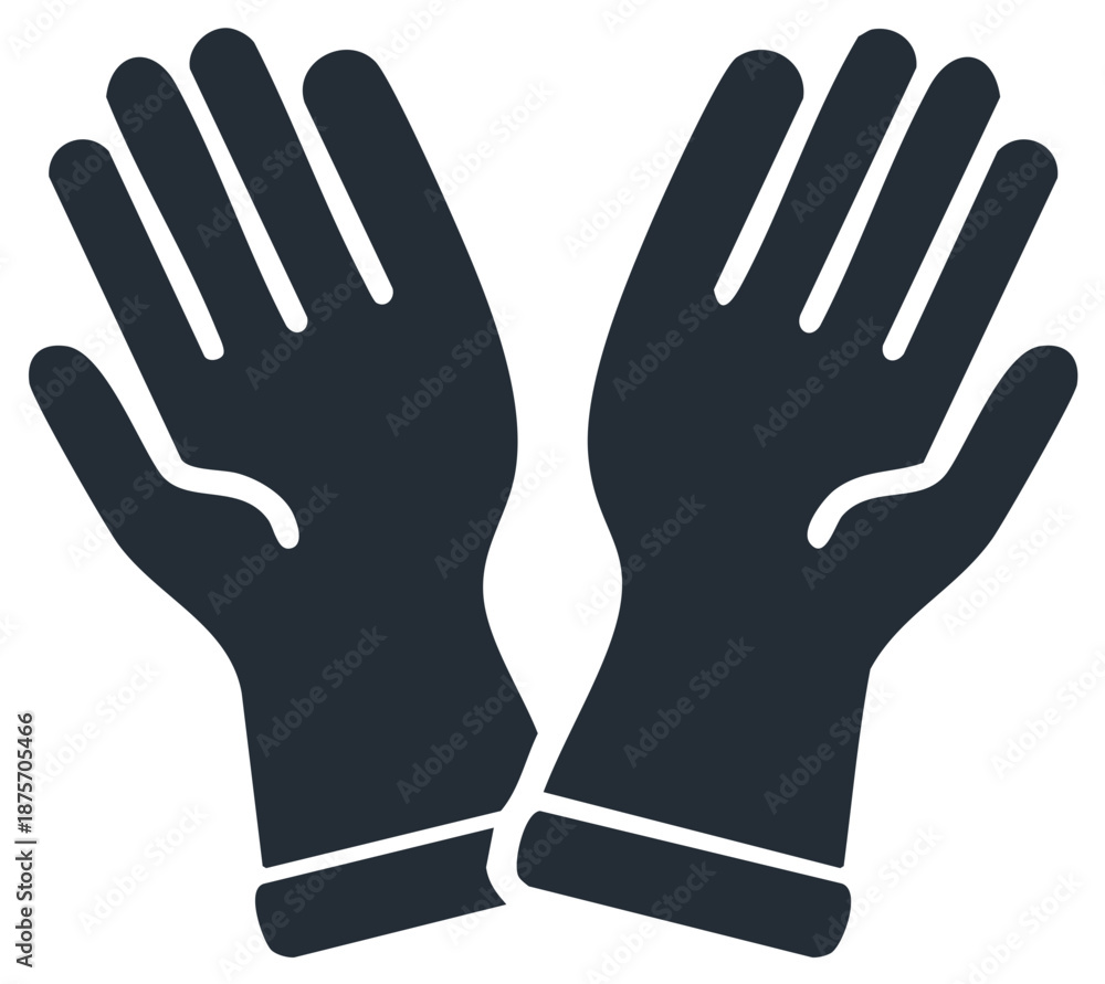 Obraz premium Dark blue rubber gloves, clean or protective gear in flat design.