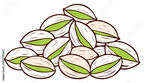 Pile of Fresh Pistachio Nuts in a Creative Cartoon Illustration