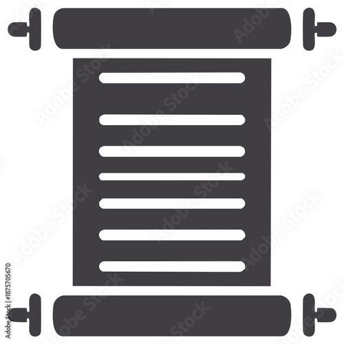 Ancient Scroll with Horizontal Text Lines and Scroll Rods