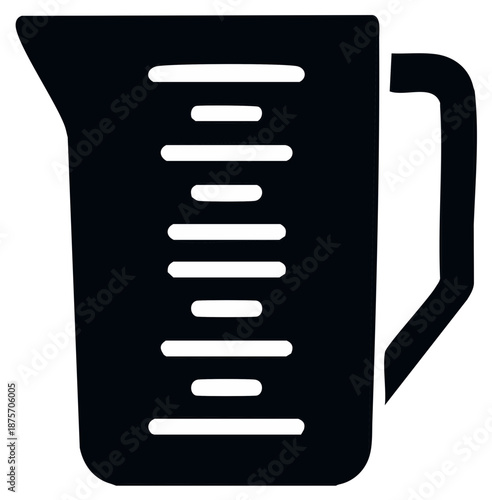 Black silhouette of a measuring cup with clear volume markings