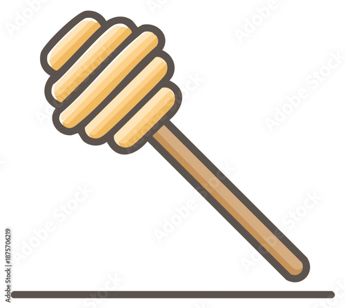 Simple illustration of a wooden honey dipper on a white background