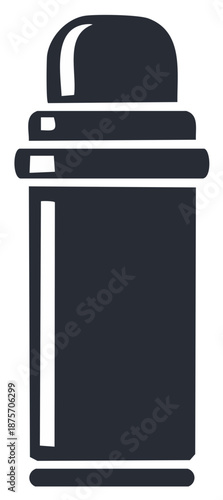 Sleek dark modern thermos bottle with a rounded cap for hot or cold beverages