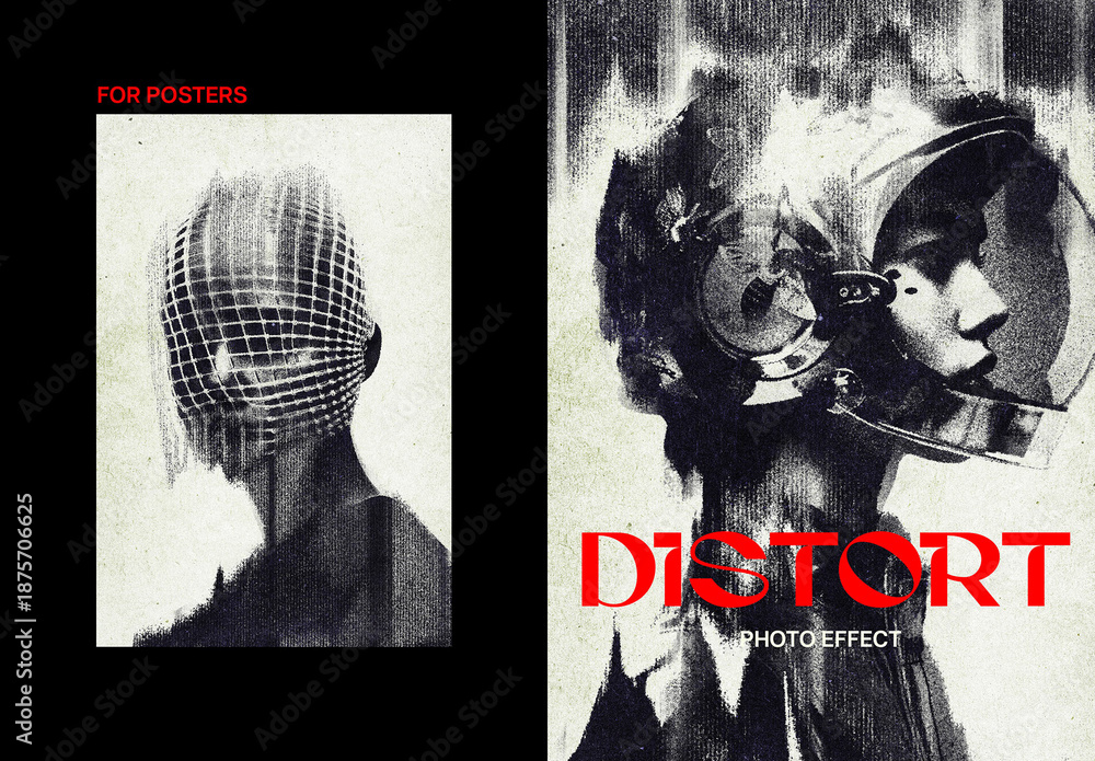 Distortion Poster Photo Effect Mockup Stock Template | Adobe Stock