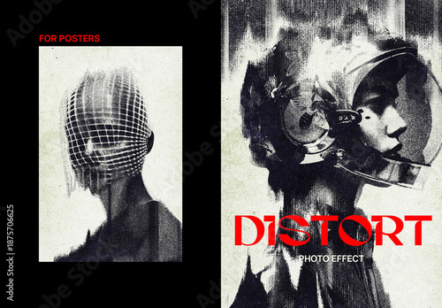 Distortion Poster Photo Effect Mockup