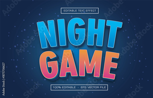 Night game text effect with star background