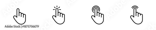 Hand cursor click icon set pointer sign and symbol . Computer mouse clicking finger icons. vector elements. editable stroke